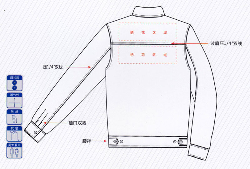 春秋季长袖夹克工作服纯棉ZHFS-JK017