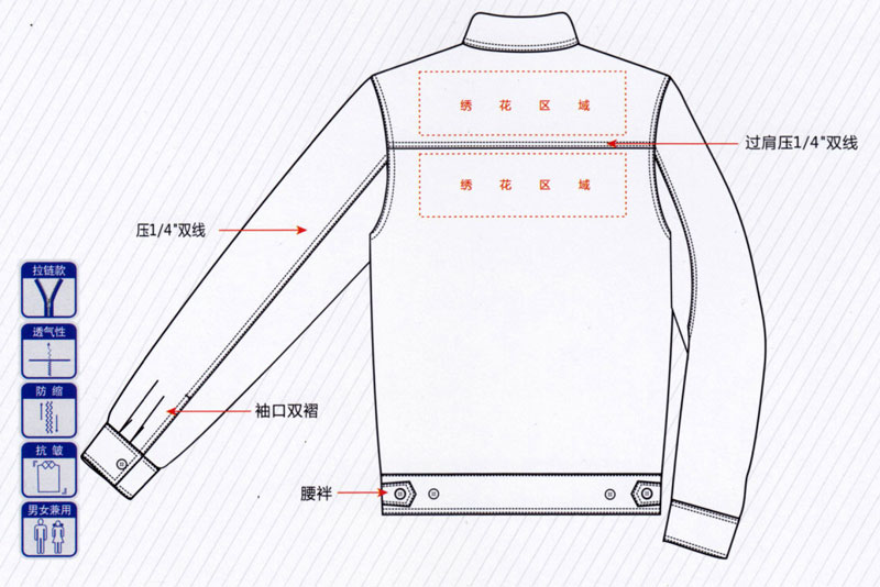 春秋季长袖夹克工作服纯棉ZHFS-JK021