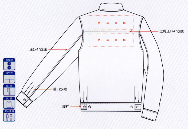 春秋季长袖夹克工作服纯棉ZHFS-JK025