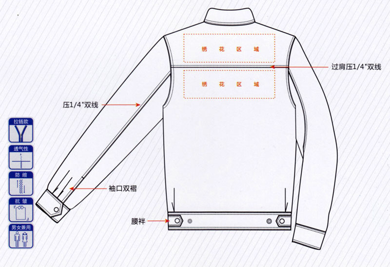 春秋季长袖夹克工作服纯棉ZHFS-JK027