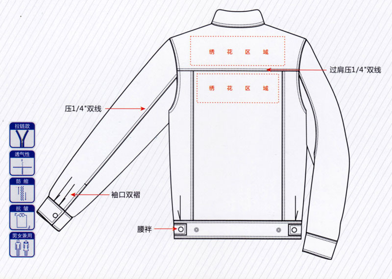 春秋季长袖夹克工作服纯棉ZHFS-JK031