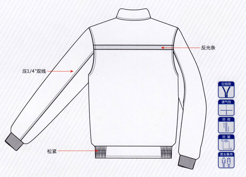 春秋季长袖夹克工作服纯棉ZHFS-JK054